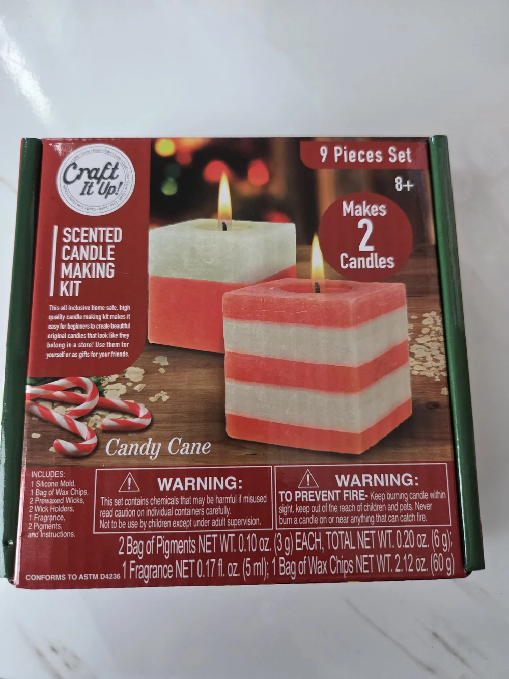 Candy Cane Candle Making Kit - Red & White